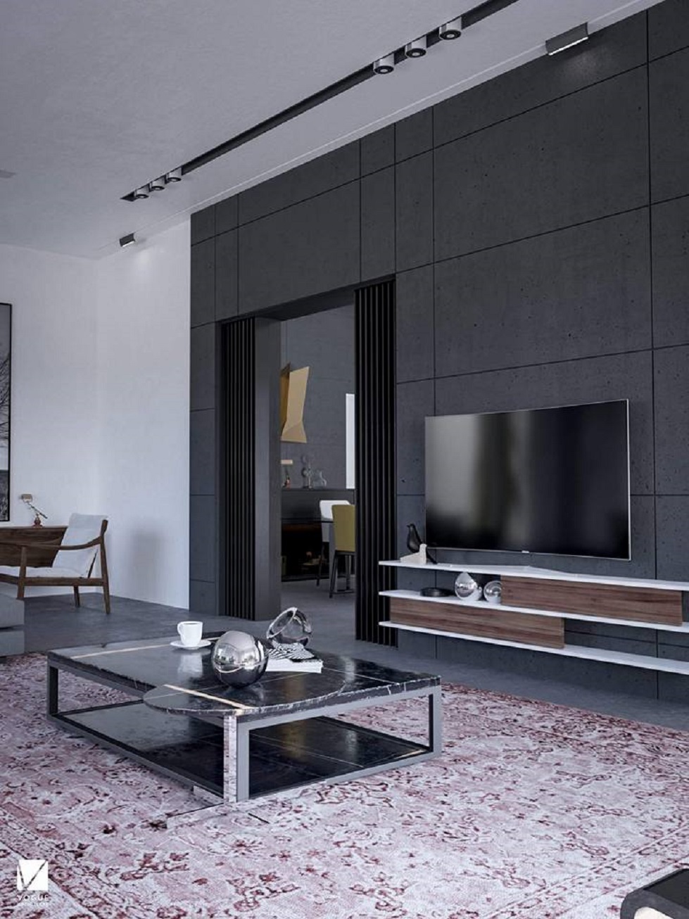 Original Concrete Panels Stone Panel 325 Anthracite Concrete Faux Stone Wall Covering Living Room