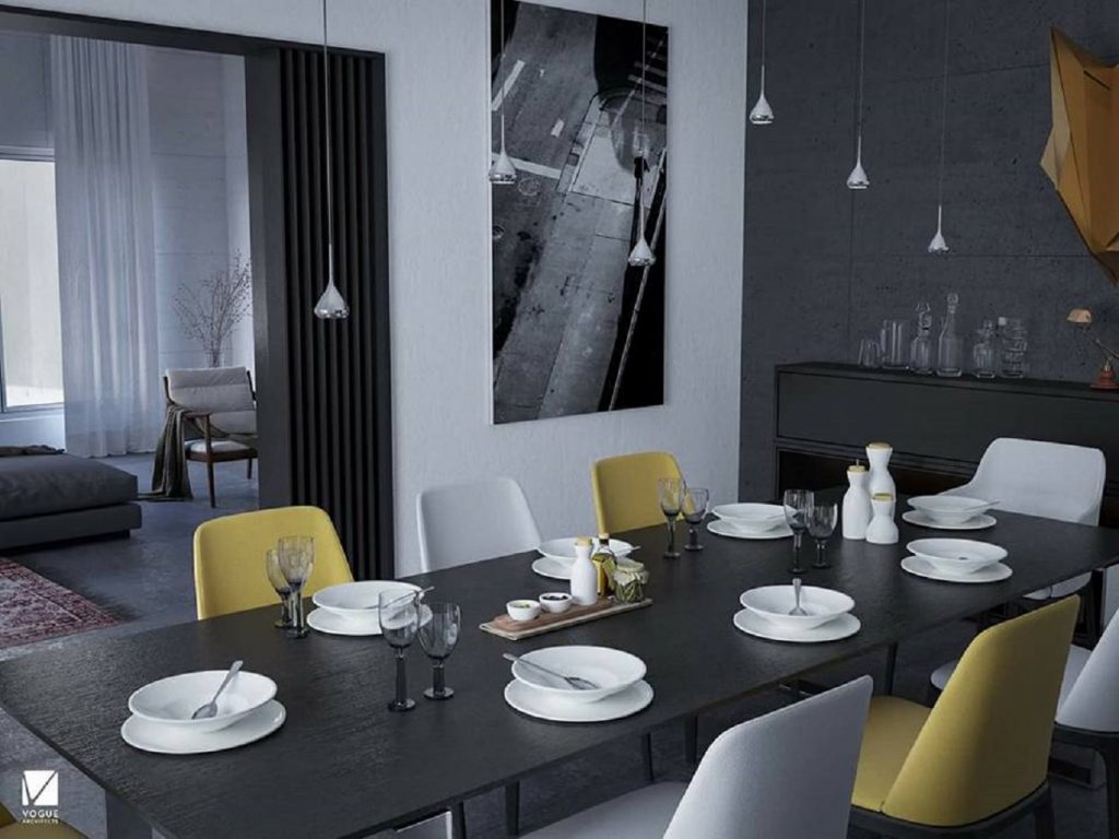 325 Hormigon Faux Stone Wall Panel dining room