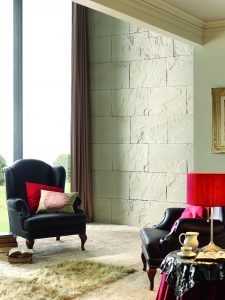 Sandy White Tibet Faux slate wall veneer - french window (330)
