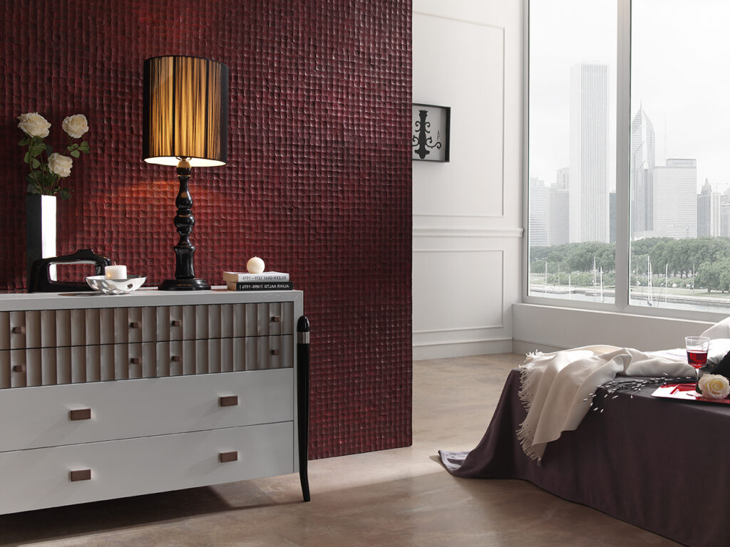 353 Coco Bordeaux featrure wall bedroom