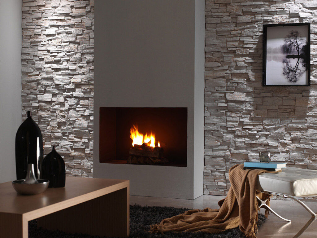 430 Sandy WHite Montblanc faux slate wall cladding fireplace